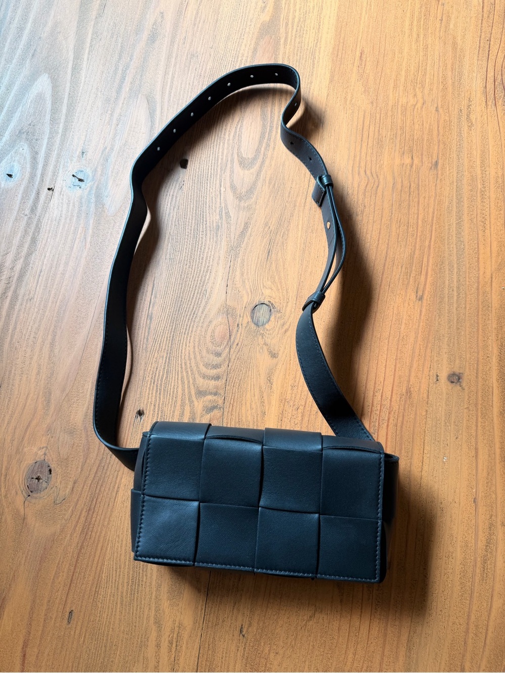 Bottega Veneta Black Intrecciato Leather Crossbody Bag